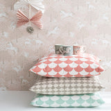 Big Waves White/Coral - Cotton fabric