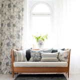 Night Birds Ivory/Dusty Blue - Linen fabric