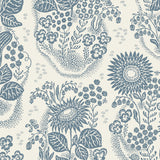 September at Rosendal Ivory/Blue - Linen fabric