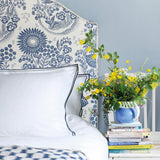 September at Rosendal Ivory/Blue - Linen fabric