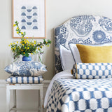 Capri Ivory/Blue - Linen fabric