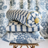 September at Rosendal Ivory/Blue - Linen fabric
