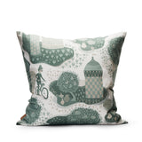 Jardin de la vie White/Pinetree blue - Cushion cover 50x50 cm
