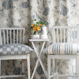 Night Birds Ivory/Dusty Blue - Linen fabric