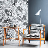 Feathers Ivory/Black - Linen fabric