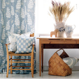Karin Dusty Blue/Sand - Linen fabric