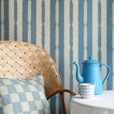 Wicked Stripe Dusty Blue - Linen fabric