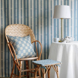 Wicked Stripe Dusty Blue - Linen fabric