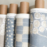 Sakura Spring Dusty Blue/Ivory - Linen fabric