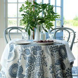 September at Rosendal Ivory/Blue - Linen fabric
