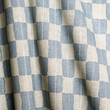 Karin Dusty Blue/Sand - Linen Fabric Swatch A5