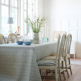 Humble Stripe -Summer Green Dusty Blue Linen fabric