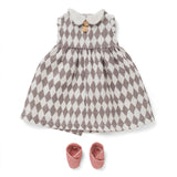 Doll Clothes Linen Harlequin Dress