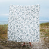 Midsummer White/ Dusty blue - Linen fabric