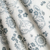 Midsummer White/ Dusty blue - Linen fabric