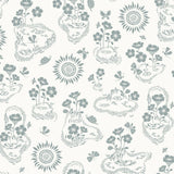 Midsummer White/ Dusty blue - Linen fabric