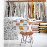 Midsummer White/ Dusty blue - Linen fabric