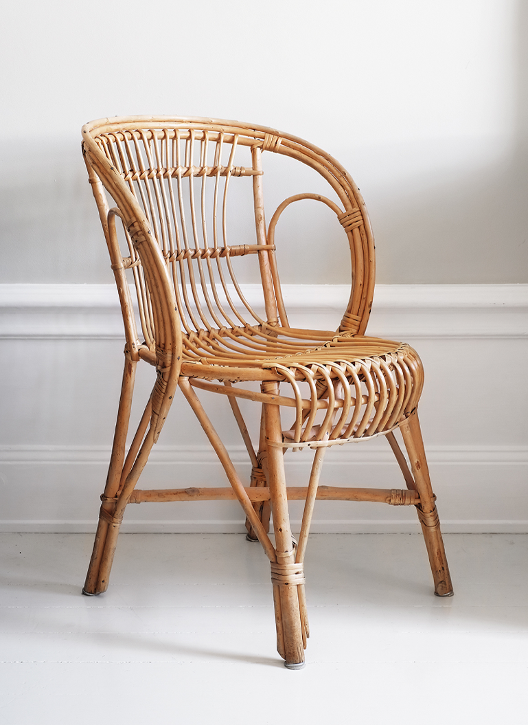 Antique Wicker chair in birch wood